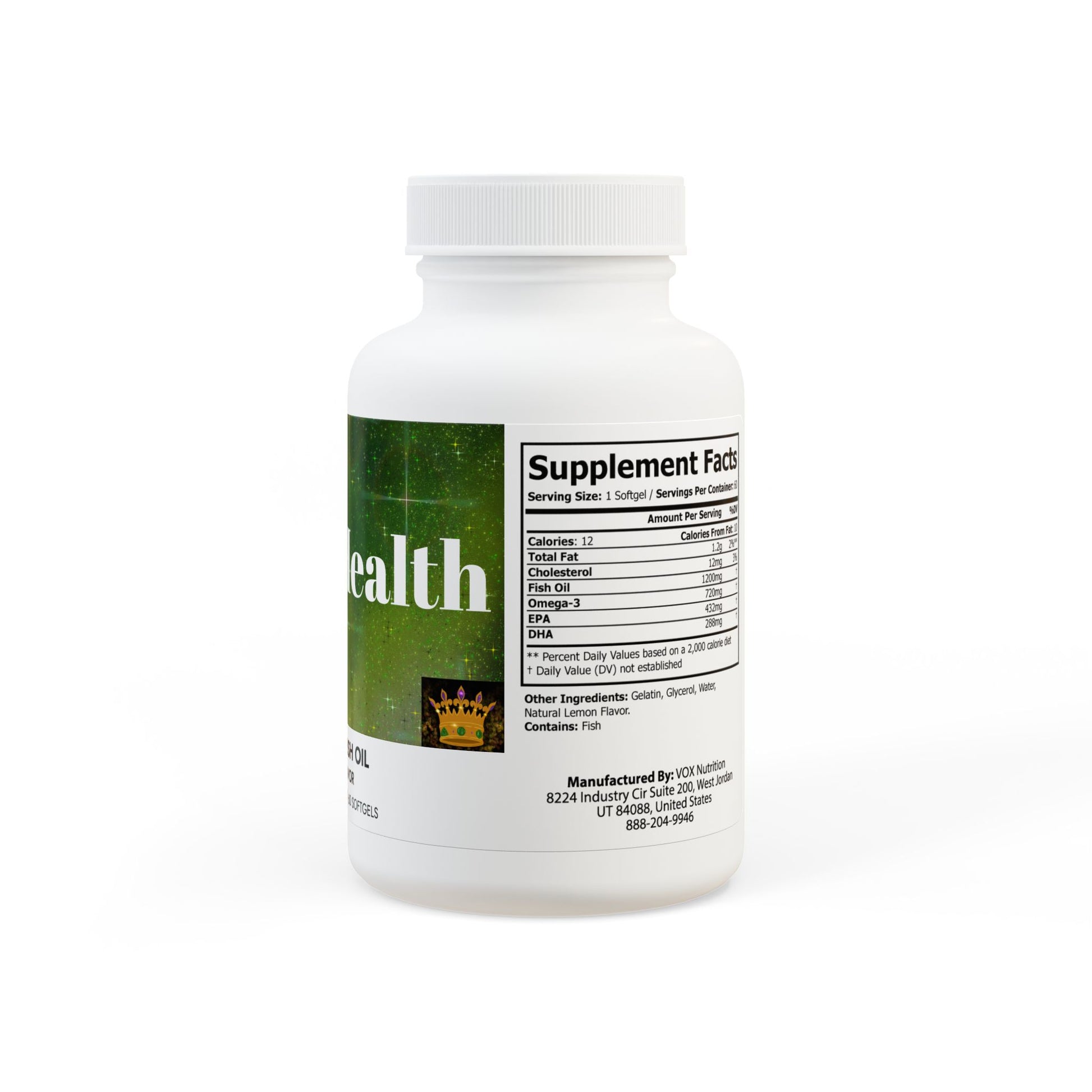 Royal Health Omega 3 Fish Oil Supplement (60 Softgels) - Royalty Design 